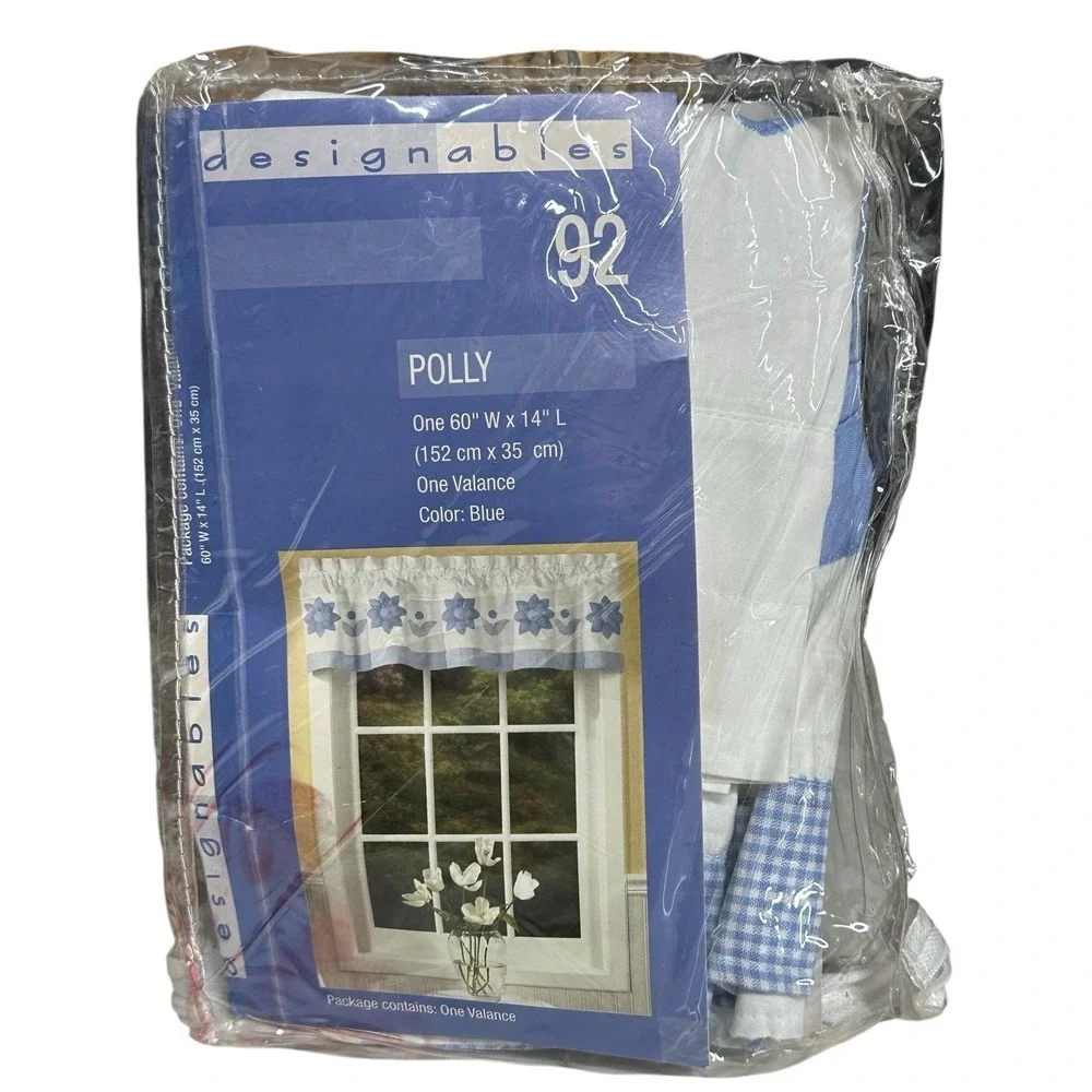 Vintage Corona Curtain Valence POLLY Blue Flowers‎ Designables Country Kitchen